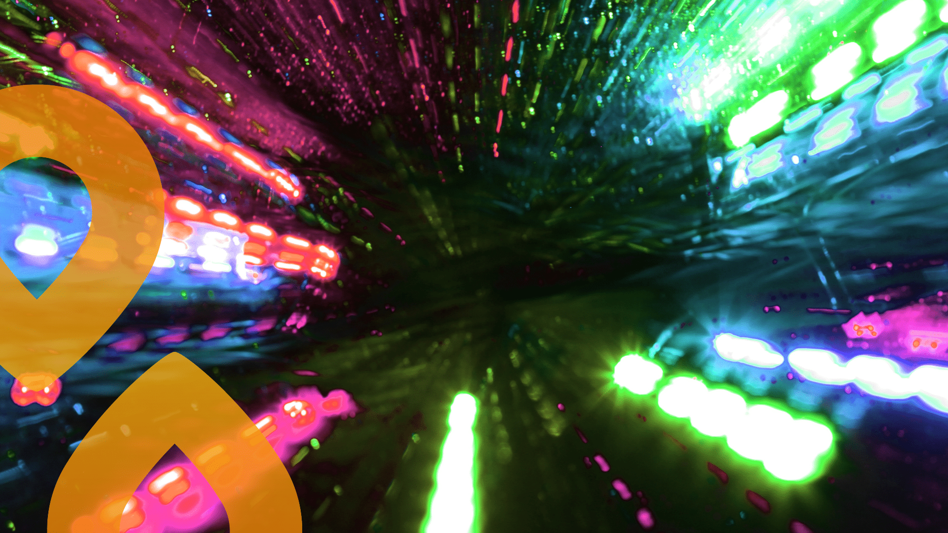 Erivärisiä valoja tilassa